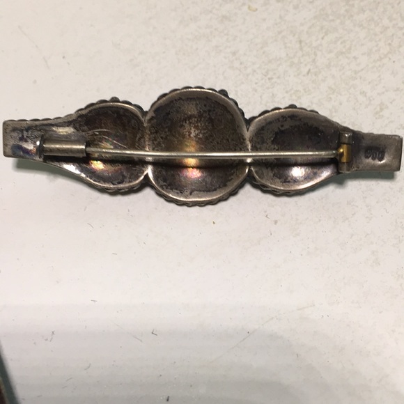 Vintage sterling silver 900 bar pin pink coral - Picture 4 of 5